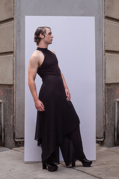 sheer asymmetrical pants, men's sheer asymmetrical pants, men's sheer pants, genderless sheer asymmetrical pants, asymmetrical pants for men, modern pants, pants skirt, asymmetrical pants, unisex sheer asymmetrical pants