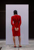 tailored dress, red dress, women's tailored dress, suit dress, blazer dress