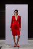 tailored dress, red dress, women's tailored dress, suit dress, blazer dress