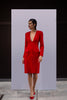 tailored dress, red dress, women's tailored dress, suit dress, blazer dress