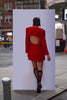 cut-out mini dress, cut-out tailored dress, cut-out blazer dress, cut-out red dress, cut-out blazer