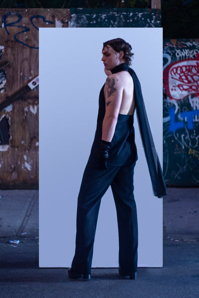 high waisted flared pants, men's flared pants, genderless flared pants, flared pants, black flared pants, black men's flared pants, black genderless flared pants