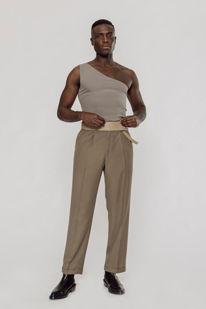 Men Retro High Waist Suit Pants Straight Trousers Buckle Pants Slim office  Pant | eBay